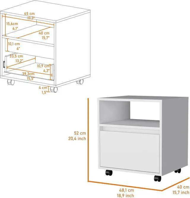 Alt view image 7 of 7 - Duncan Nightstand, Top Open Shelf, 1 Drawer