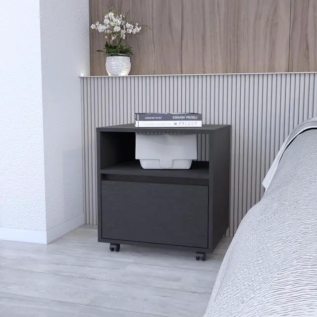 Alt view image 3 of 7 - Duncan Nightstand, Top Open Shelf, 1 Drawer