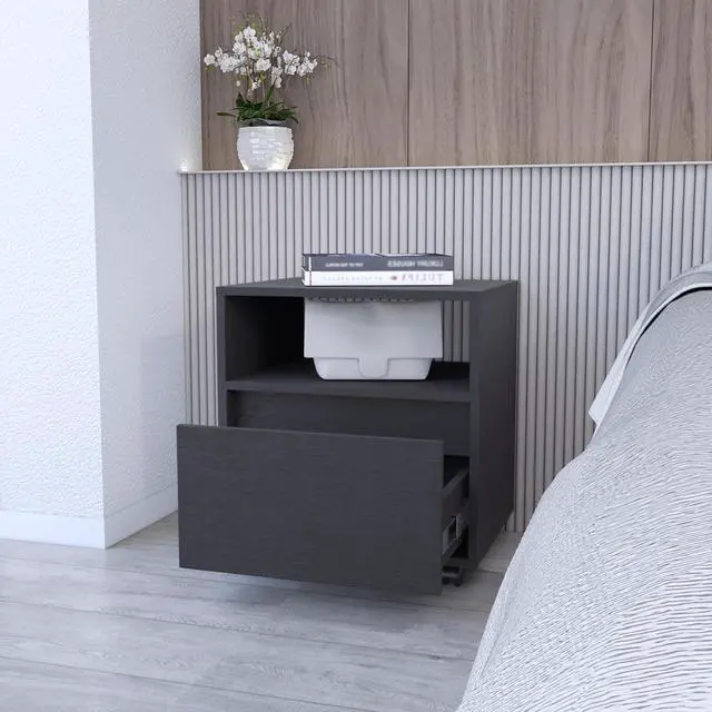 Alt view image 4 of 7 - Duncan Nightstand, Top Open Shelf, 1 Drawer
