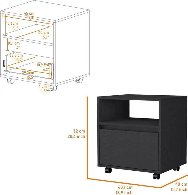 Alt view image 7 of 7 - Duncan Nightstand, Top Open Shelf, 1 Drawer