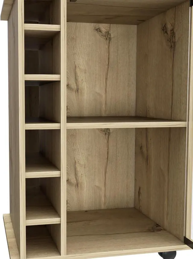 Alt view image 3 of 7 - Vegas Bar Cart, Two Tier Cabinet, Six Cubbies For Liquor