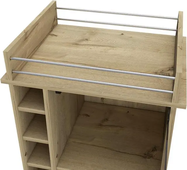 Alt view image 4 of 7 - Vegas Bar Cart, Two Tier Cabinet, Six Cubbies For Liquor