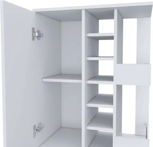 Alt view image 3 of 7 - Tennessee Bar Cart, One Cabinet With Division, Six Cubbies For Liquor, Two Shelves
