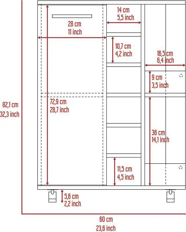 Alt view image 7 of 7 - Tennessee Bar Cart made of particle board With 1 Cabinet With Division, 6 Cubbies For liquor And 2 shelves