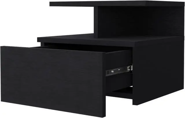 Alt view image 2 of 7 - Augusta Floating Nightstand, 2-Tier Shelf, 1-Drawer