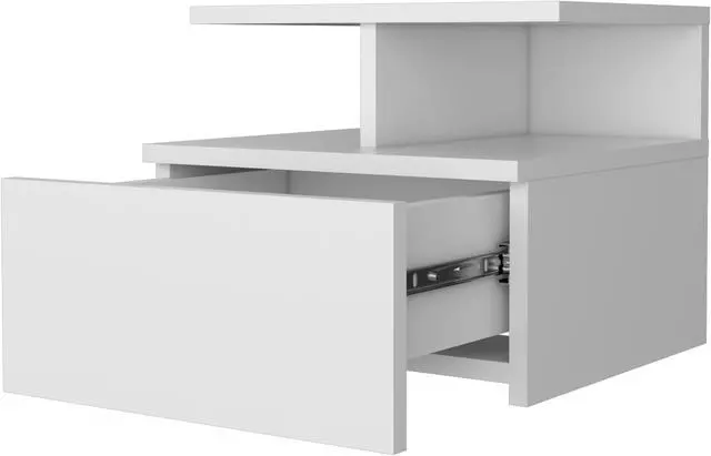 Alt view image 2 of 7 - Augusta Floating Nightstand, 2-Tier Shelf, 1-Drawer