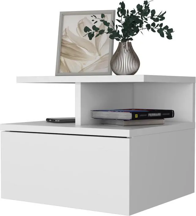 Alt view image 5 of 7 - Augusta Floating Nightstand, 2-Tier Shelf, 1-Drawer