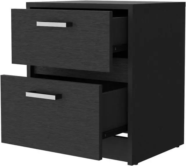 Alt view image 2 of 7 - Myrtle 2 Drawers Nightstand, Bedside Table with Metal Handles