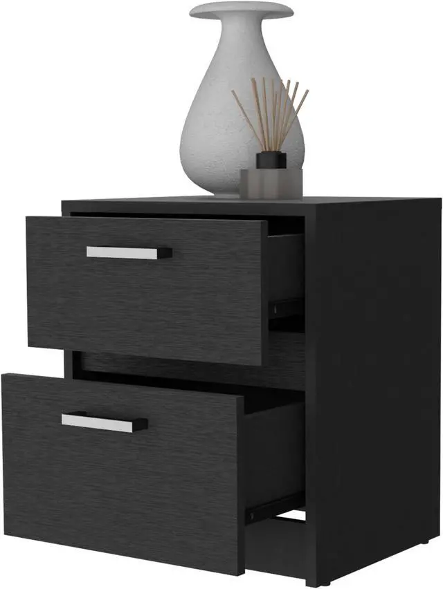 Alt view image 6 of 7 - Myrtle 2 Drawers Nightstand, Bedside Table with Metal Handles