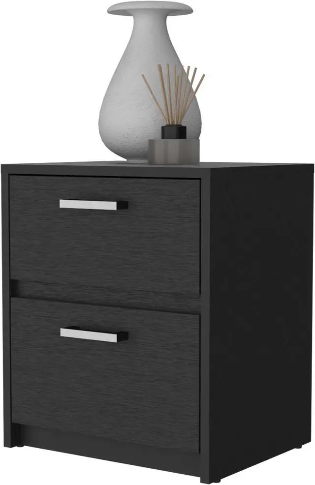 Alt view image 5 of 7 - Myrtle 2 Drawers Nightstand, Bedside Table with Metal Handles
