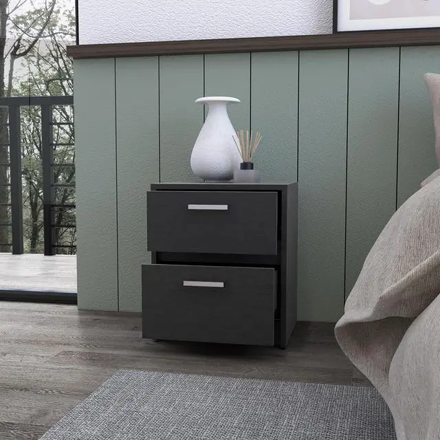 Alt view image 4 of 7 - Myrtle 2 Drawers Nightstand, Bedside Table with Metal Handles
