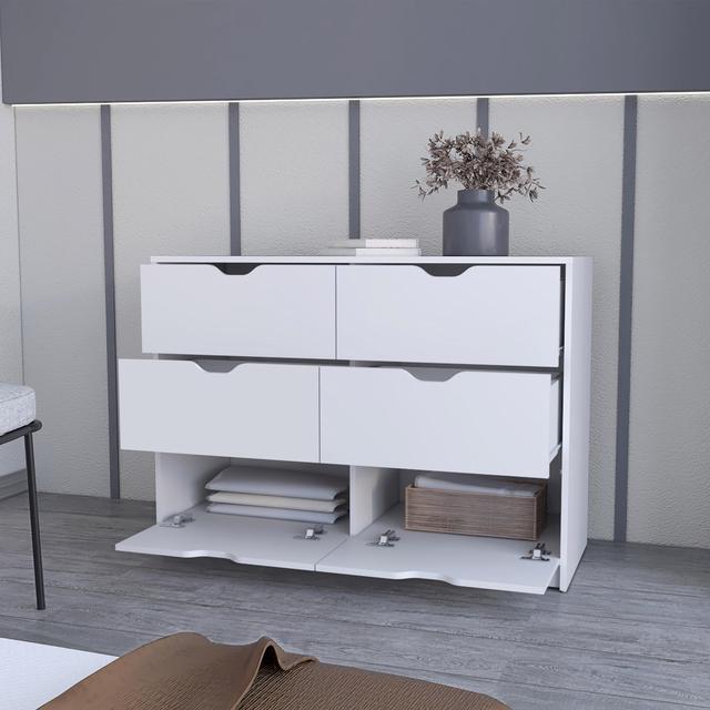 Alt view image 4 of 7 - Dillon 4 Drawers Dresser, Chest of Drawers with 2 Cabinets