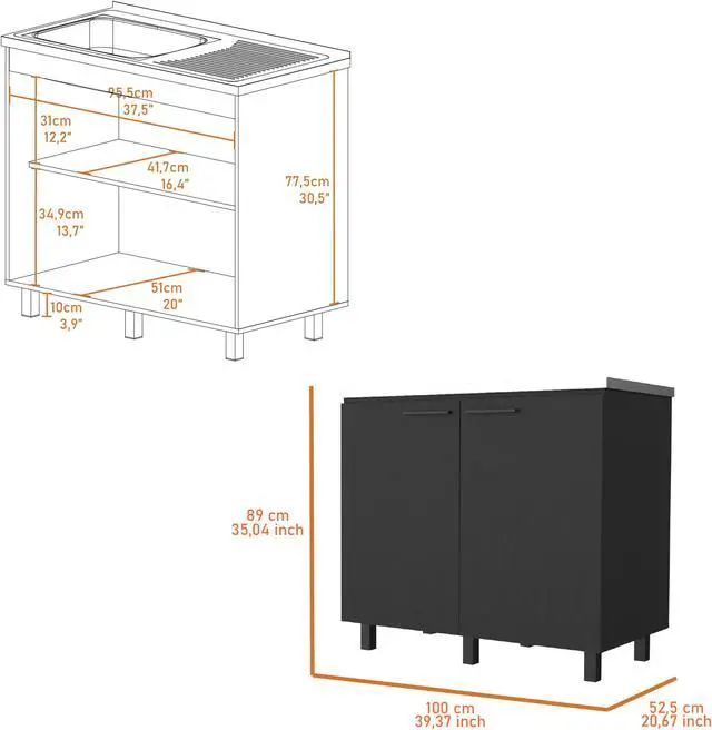 Alt view image 7 of 7 - Oklahoma 2 Utility Sink & Cabinet, Interior Shelf, Aluminum Countertop