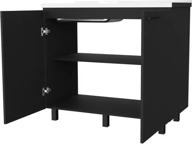 Alt view image 2 of 7 - Oklahoma 2 Utility Sink & Cabinet, Interior Shelf, Aluminum Countertop