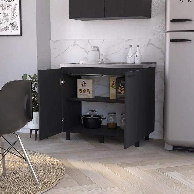 Alt view image 4 of 7 - Oklahoma 2 Utility Sink & Cabinet, Interior Shelf, Aluminum Countertop