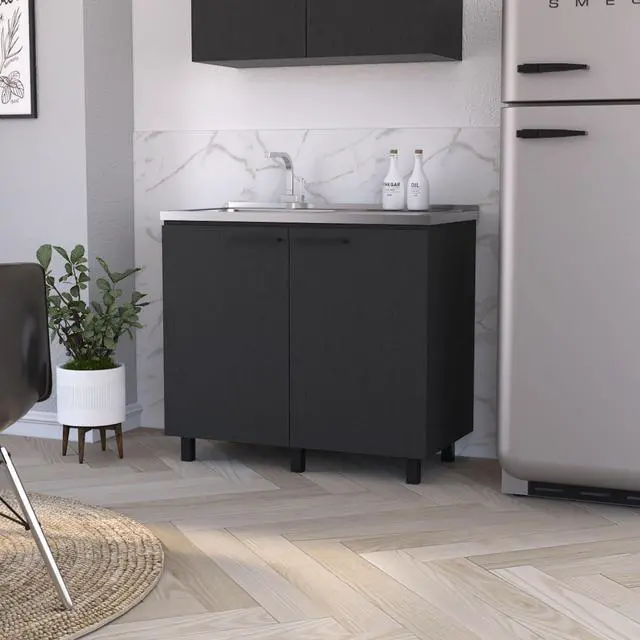 Alt view image 3 of 7 - Oklahoma 2 Utility Sink & Cabinet, Interior Shelf, Aluminum Countertop