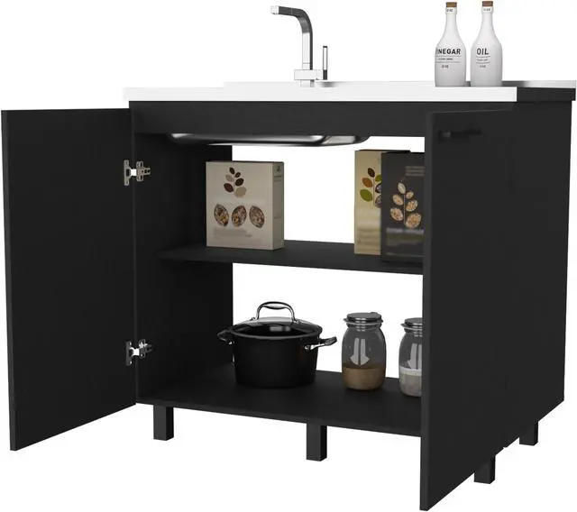 Alt view image 6 of 7 - Oklahoma 2 Utility Sink & Cabinet, Interior Shelf, Aluminum Countertop