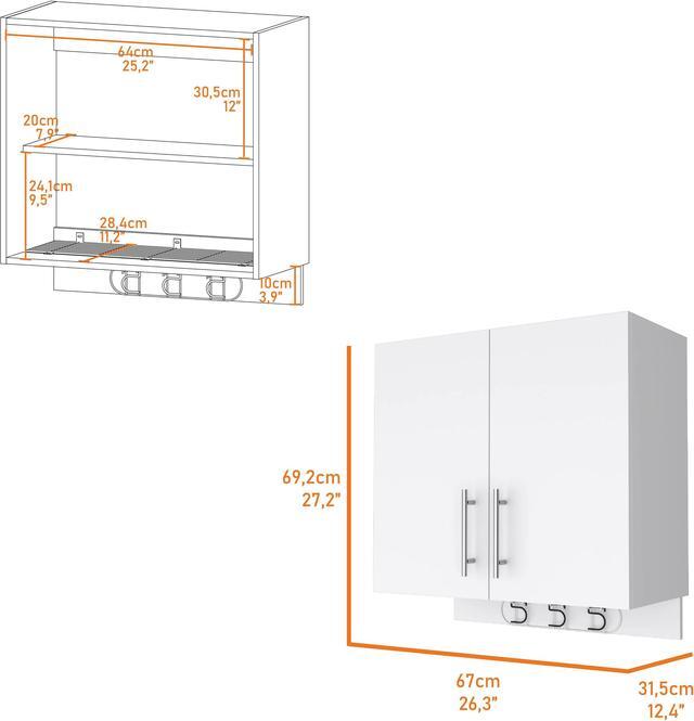 Alt view image 7 of 7 - Weiser Wall Storage Cabinet, Space Saver Storage Cabinet with Broom Hangers