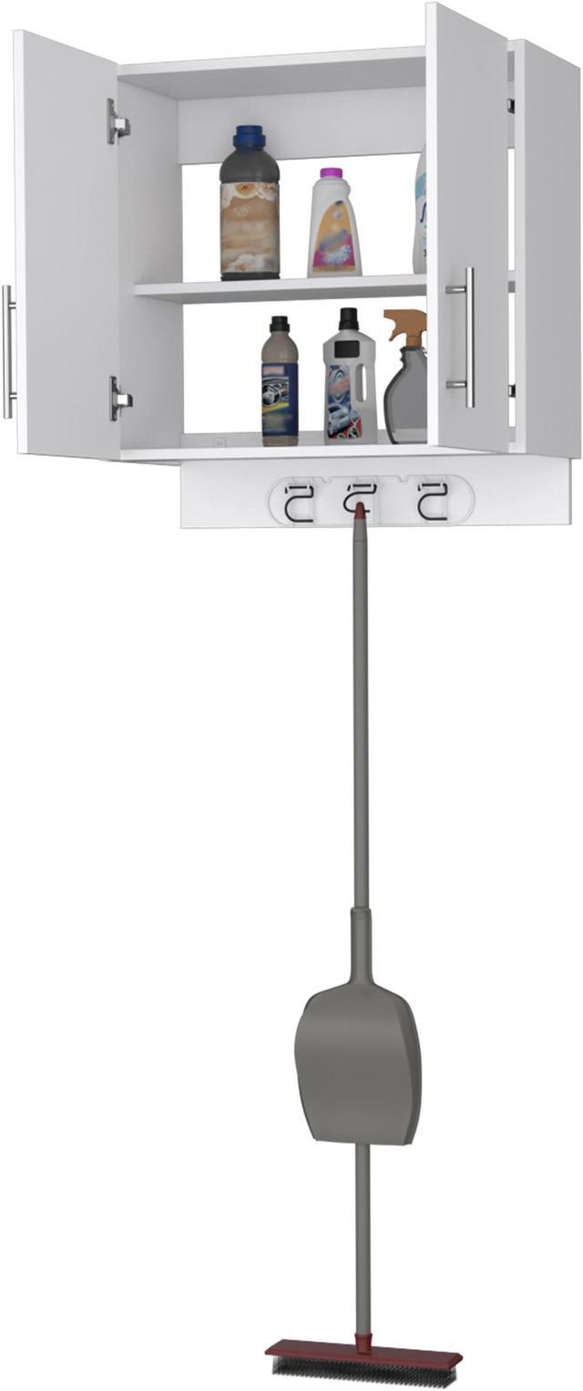 Alt view image 6 of 7 - Weiser Wall Storage Cabinet, Space Saver Storage Cabinet with Broom Hangers