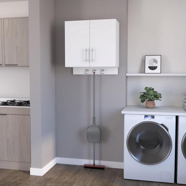 Alt view image 3 of 7 - Weiser Wall Storage Cabinet, Space Saver Storage Cabinet with Broom Hangers