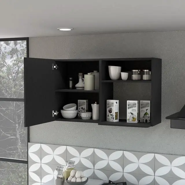 Alt view image 4 of 7 - Oklahoma 2 Wall Cabinet, 2 Door Stackable Wall Mounted Storage Cabinet with 2 Side Shelf