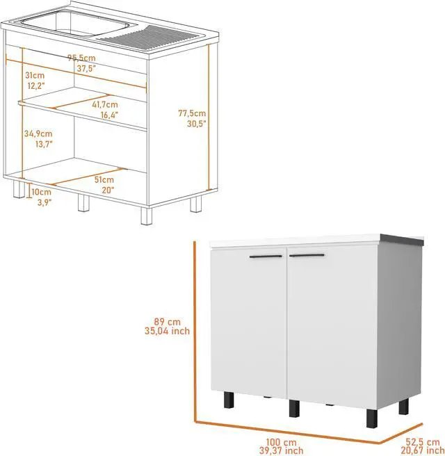 Alt view image 7 of 7 - Oklahoma 2 Utility Sink & Cabinet, Interior Shelf, Aluminum Countertop