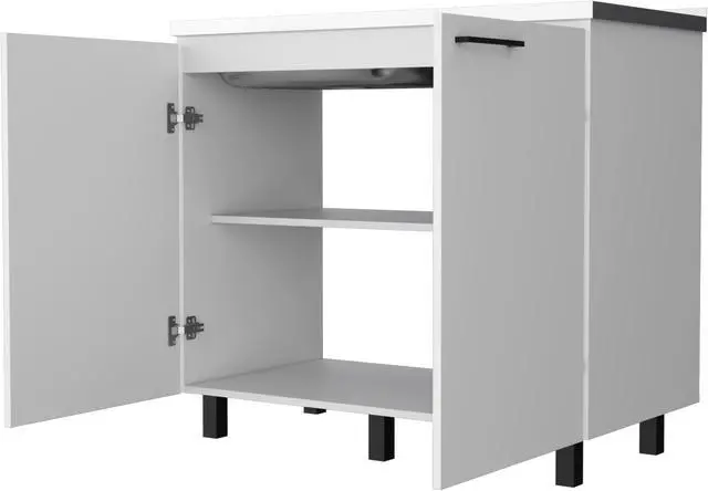 Alt view image 2 of 7 - Oklahoma 2 Utility Sink & Cabinet, Interior Shelf, Aluminum Countertop