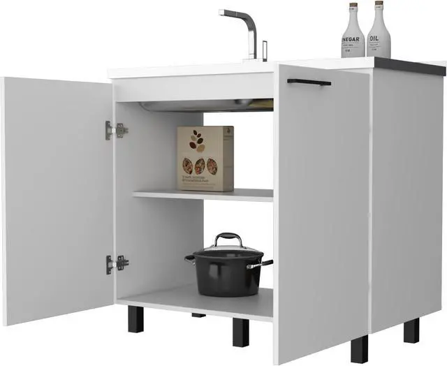 Alt view image 6 of 7 - Oklahoma 2 Utility Sink & Cabinet, Interior Shelf, Aluminum Countertop