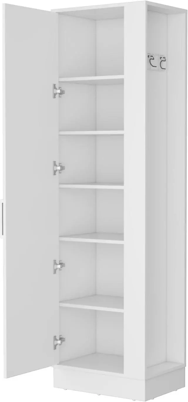 Alt view image 2 of 7 - Nampa Storage Cabinet, Single Door, Broom Hangers ,White