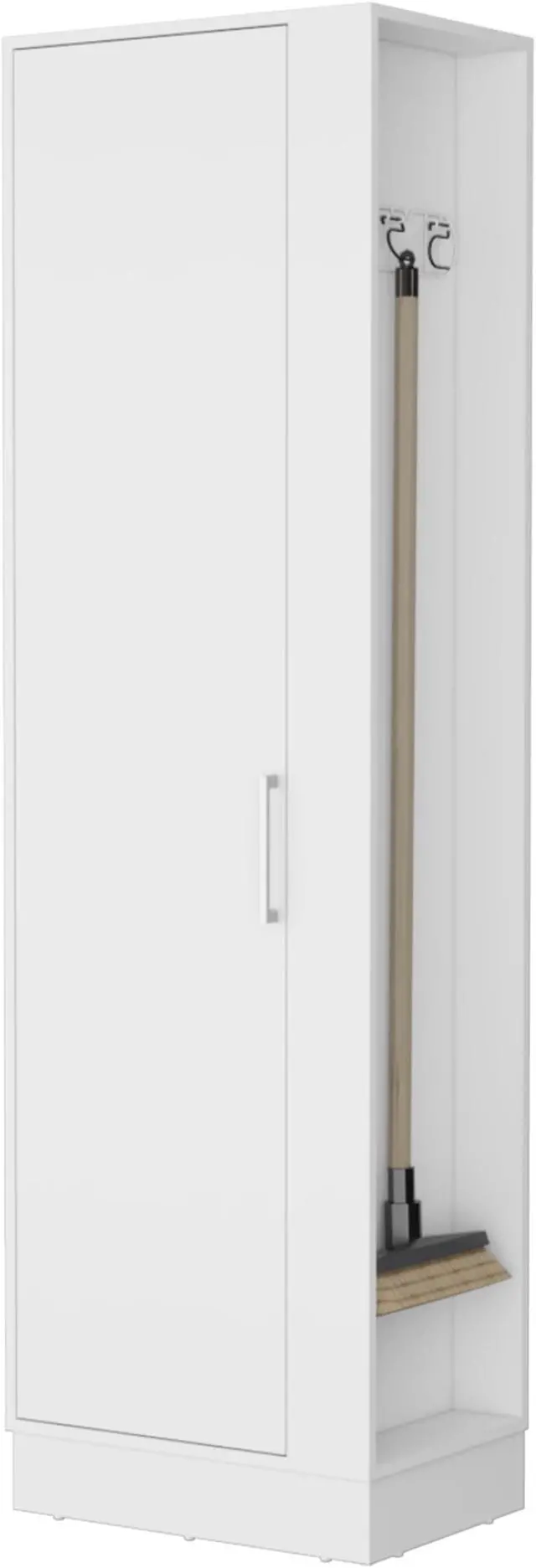 Alt view image 5 of 7 - Nampa Storage Cabinet, Single Door, Broom Hangers ,White