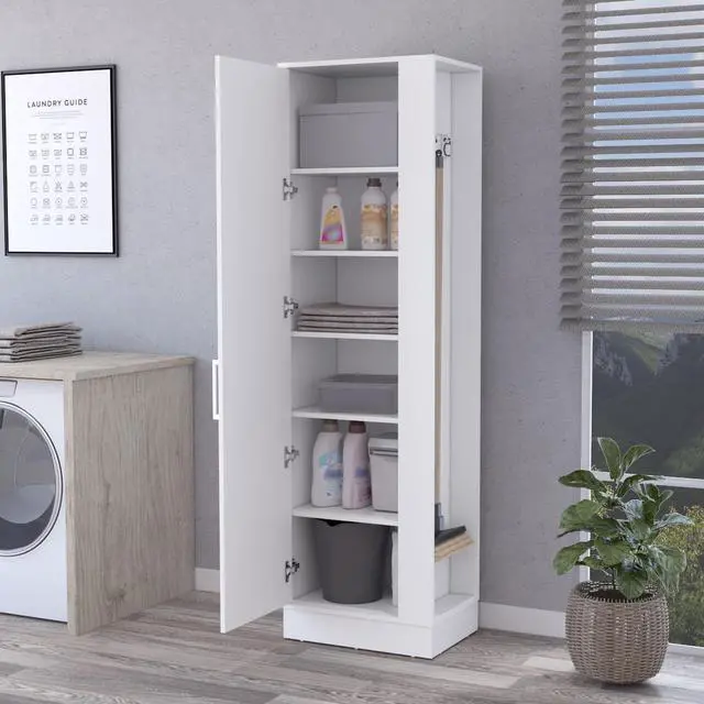 Alt view image 4 of 7 - Nampa Storage Cabinet, Single Door, Broom Hangers ,White
