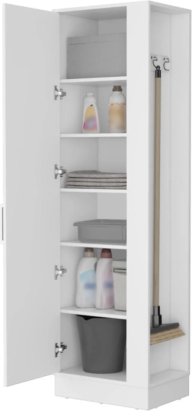 Alt view image 6 of 7 - Nampa Storage Cabinet, Single Door, Broom Hangers ,White