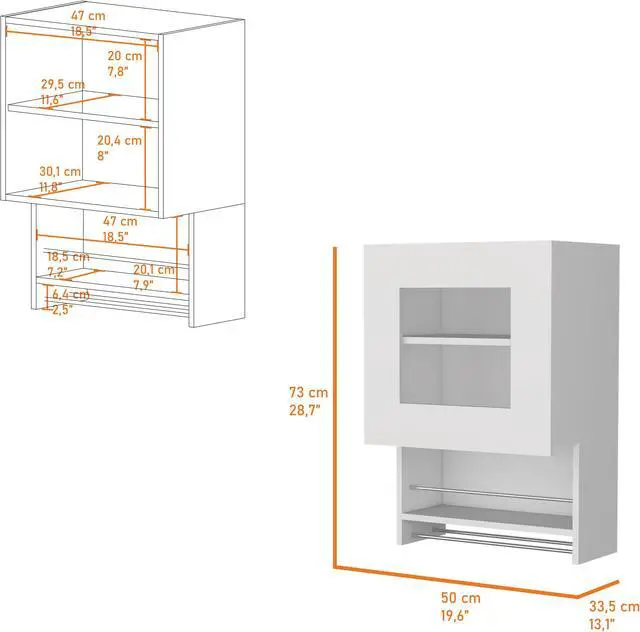 Alt view image 7 of 7 - Florence Kitchen Wall Cabinet, Spice and Towel Rack