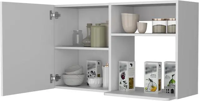Alt view image 6 of 7 - Oklahoma 2 Wall Cabinet, 2 Door Stackable Wall Mounted Storage Cabinet with 2 Side Shelf