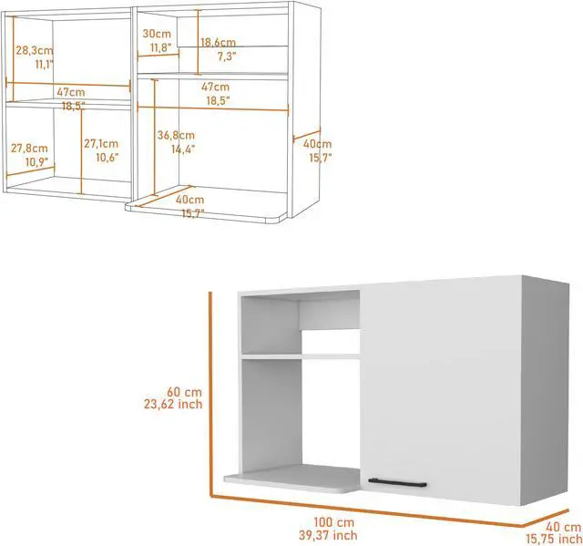 Alt view image 7 of 7 - Oklahoma 2 Wall Cabinet, 2 Door Stackable Wall Mounted Storage Cabinet with 2 Side Shelf
