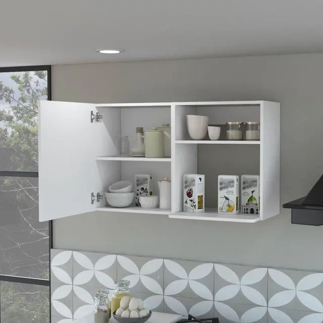 Alt view image 4 of 7 - Oklahoma 2 Wall Cabinet, 2 Door Stackable Wall Mounted Storage Cabinet with 2 Side Shelf