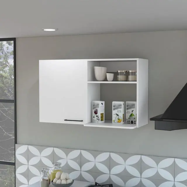 Alt view image 3 of 7 - Oklahoma 2 Wall Cabinet, 2 Door Stackable Wall Mounted Storage Cabinet with 2 Side Shelf