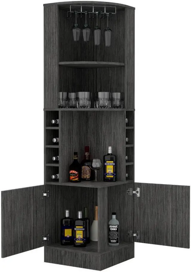 Alt view image 5 of 7 - Seattle Bar Cabinet, Eight Bottle Cubbies, Two Large Open Shelves