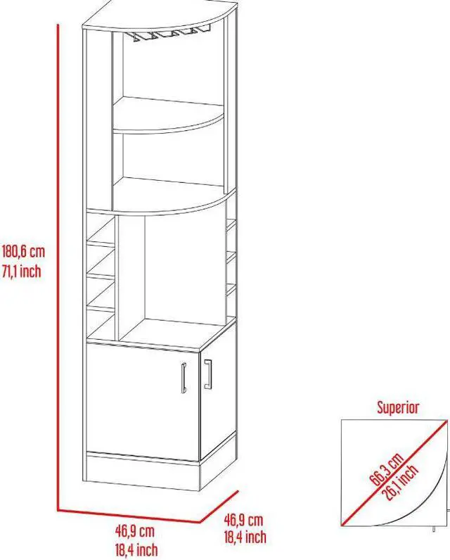 Alt view image 6 of 7 - Seattle Bar Cabinet, Eight Bottle Cubbies, Two Large Open Shelves