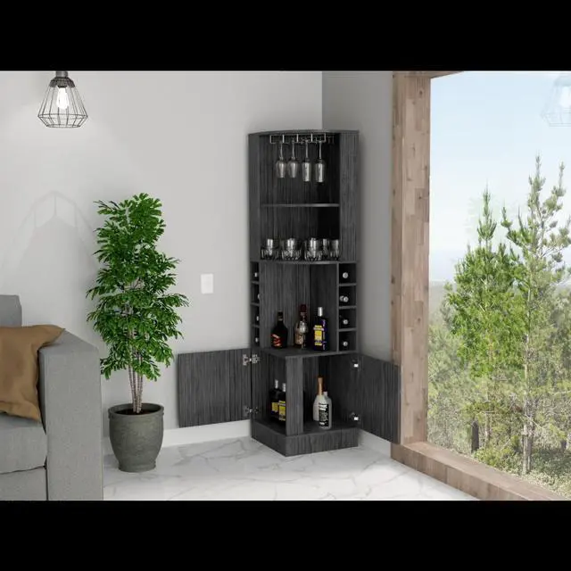 Alt view image 4 of 7 - Seattle Bar Cabinet, Eight Bottle Cubbies, Two Large Open Shelves