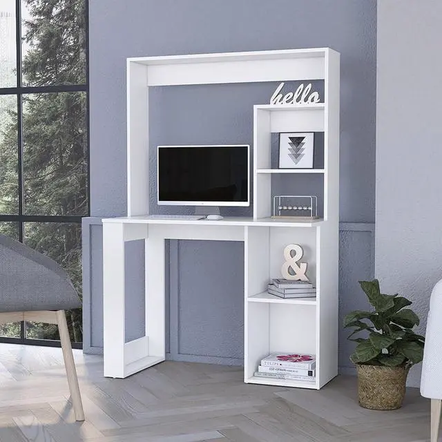 Alt view image 2 of 7 - Carroll Computer Desk with Hutch and Storage Shelves