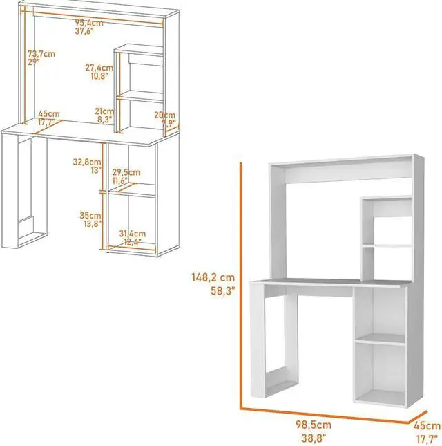 Alt view image 3 of 7 - Carroll Computer Desk with Hutch and Storage Shelves