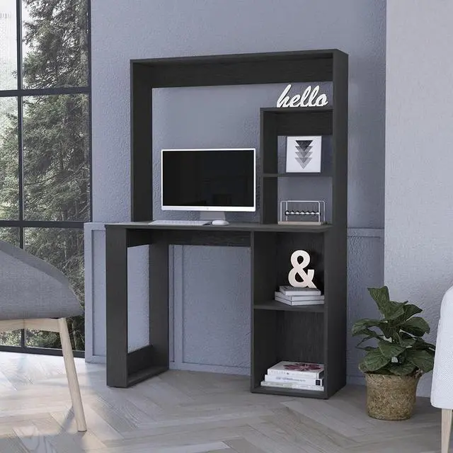 Alt view image 2 of 7 - Carroll Computer Desk with Hutch and Storage Shelves