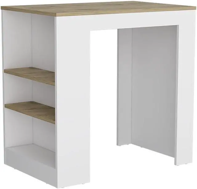 Main image of Harlan Kitchen Island, Counter Height Table Top with 3-Side Shelf