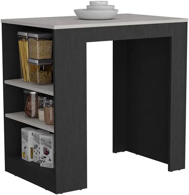 Alt view image 5 of 7 - Harlan Kitchen Island, Counter Height Table Top with 3-Side Shelf
