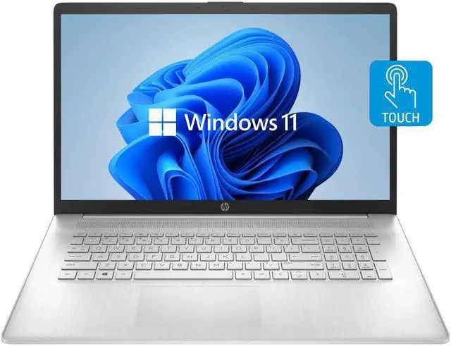 Main image of HP 2022 Notebook Laptop, 17.3'' HD+ Touchscreen, AMD Ryzen 5 5500U 6 Cores Processor, 16GB RAM, 512GB PCIe SSD, Bluetooth, Wi-Fi, Webcam, USB Type-C, Windows 11 Home, Silver
