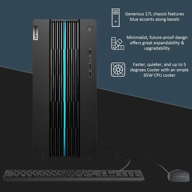 Alt view image 3 of 5 - Lenovo IdeaCentre 5i Gaming Desktop, 12th Gen Intel Core i7-12700 Processor, Geforce RTX 3060, 64GB RAM, 2TB PCIe SSD, DP, VGA, Wi-Fi 6, Windows 11 Home, Black