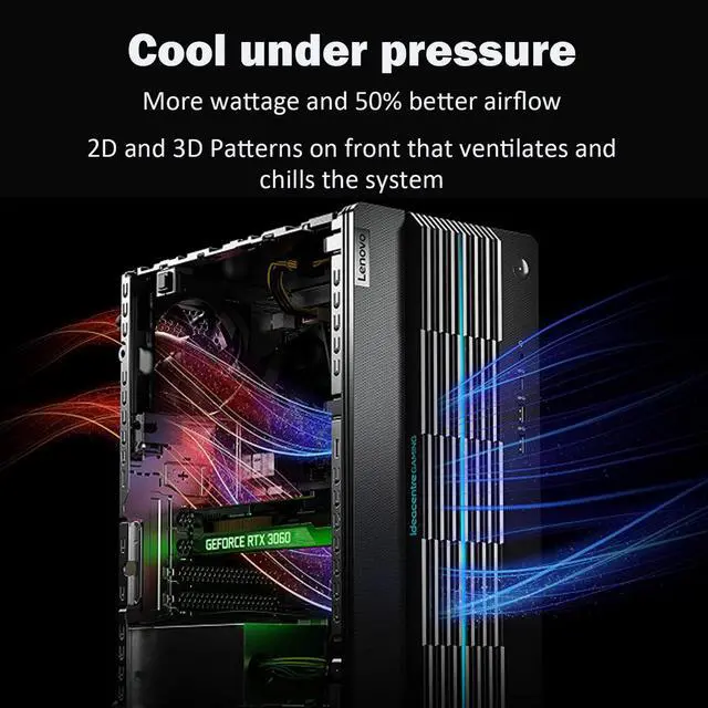 Alt view image 4 of 5 - Lenovo IdeaCentre 5i Gaming Desktop, 12th Gen Intel Core i7-12700 Processor, Geforce RTX 3060, 64GB RAM, 2TB PCIe SSD, DP, VGA, Wi-Fi 6, Windows 11 Home, Black