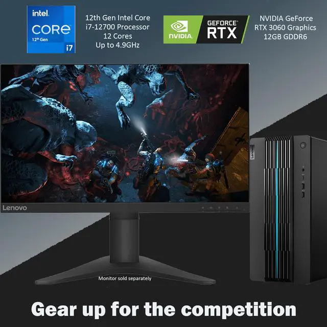 Alt view image 2 of 5 - Lenovo IdeaCentre 5i Gaming Desktop, 12th Gen Intel Core i7-12700 Processor, Geforce RTX 3060, 64GB RAM, 2TB PCIe SSD, DP, VGA, Wi-Fi 6, Windows 11 Home, Black