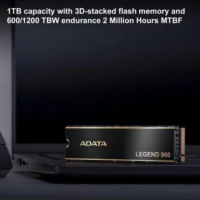 Alt view image 13 of 13 - ADATA LEGEND 960 1TB SSD GEN4x4 M.2 2280 Internal Solid State Drive | PS5 Compatible - SMI SM2264 3D NAND | Up to 7400 MBps - Black/Gold 1PK | 1560 TBW